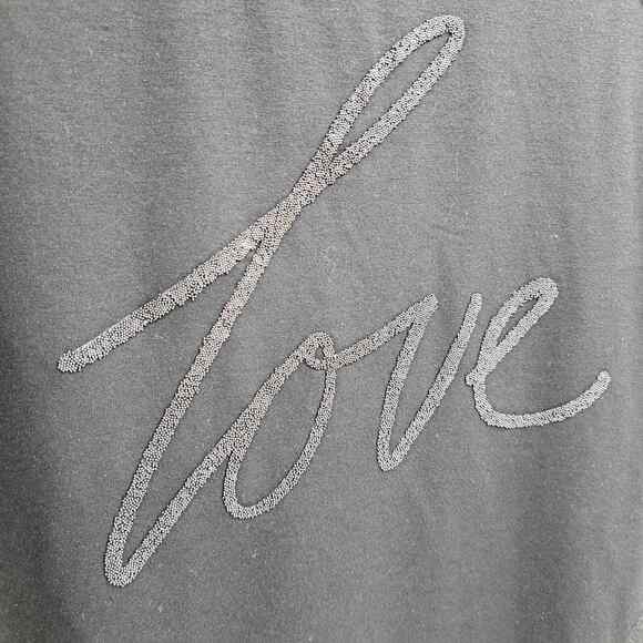 Cato T-Shirt Dress S Graphic Spellout Beaded Love Print 3/4 Raglan Sleeve Black - Picture 5 of 8